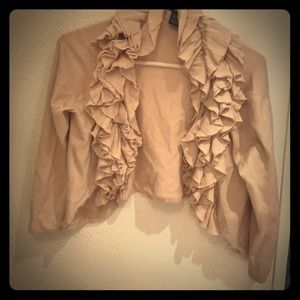 🐝Like new Cream Cropped Cover Up SzL🐝